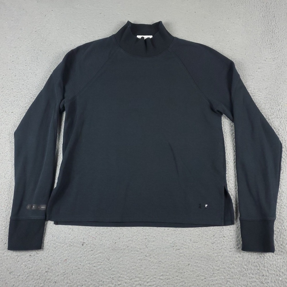 Under Armour Womens Medium Black Pullover Sweatshirt High Neck Activewear 043201